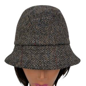 Hanna Hats Vintage Tweed Bucket Lined Donegal Ireland 100% Wool Small Brown EUC